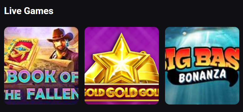Casino XO Live Games — Book of the Fallen, Gold Gold Gold, Big Bass Bonanza