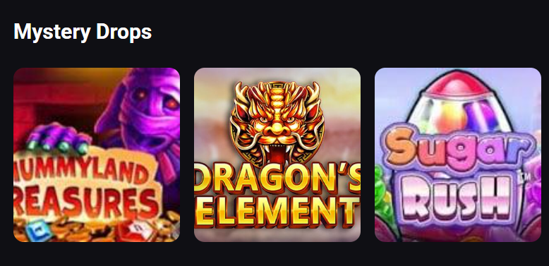 Casino XO Mystery Drops — Mummyland Treasures, Dragon's Element, Sugar Rush