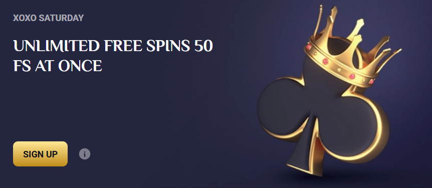 Casino XO XOXO Saturday — 50 Free Spins at once, every Saturday
